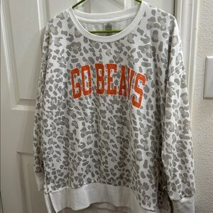 GAMEDAY COUTURE 🧡 Oregon State White Leopard Print Sweatshirt with Orange Text